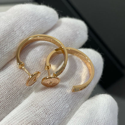 [BloomBling]LOVE DIAMOND PINK GOLD HOOP EARRINGS