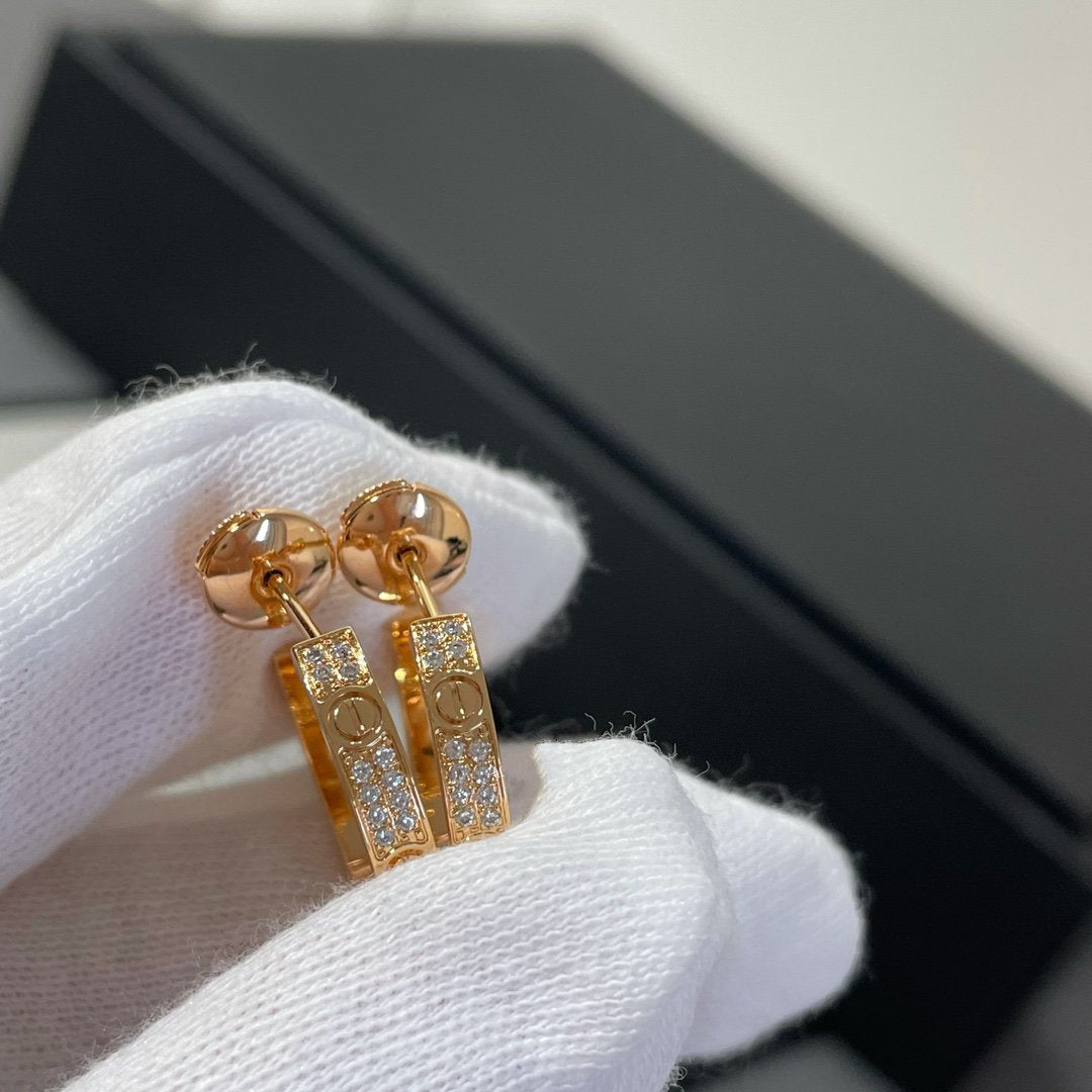[BloomBling]LOVE DIAMOND PINK GOLD HOOP EARRINGS