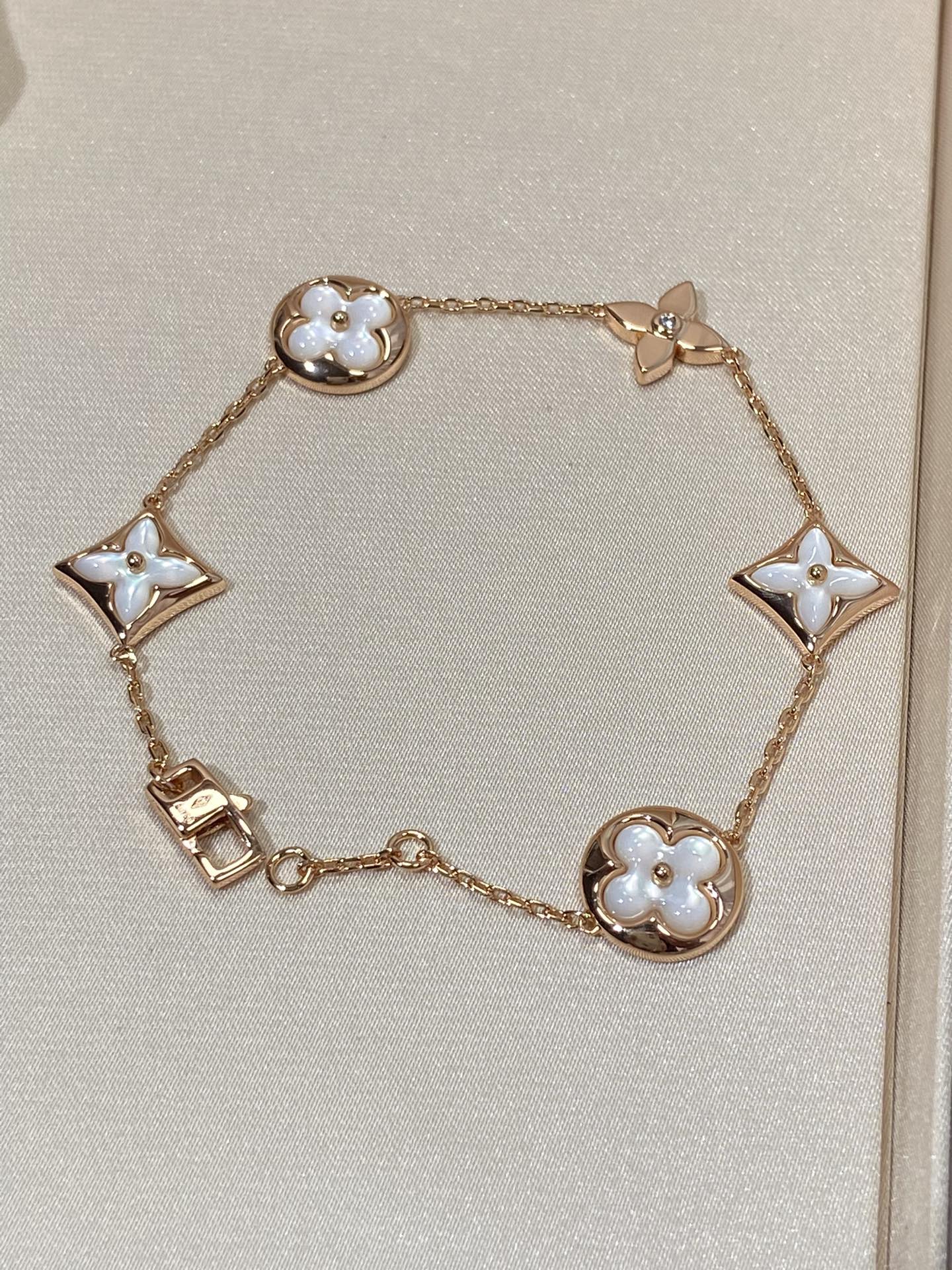 [BloomBling]STAR AND SUN 5 MOTIF MOP PINK GOLD BRACELET