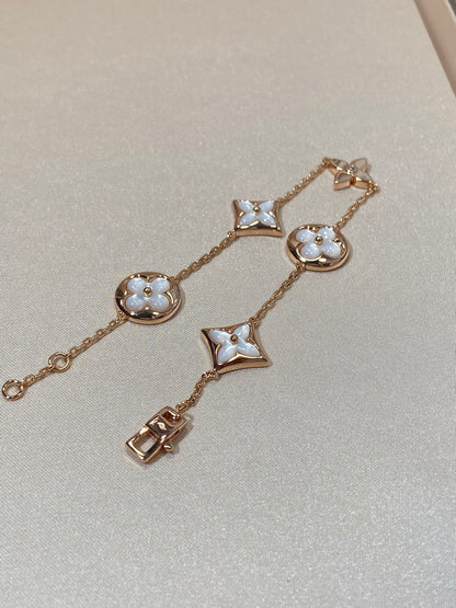 [BloomBling]STAR AND SUN 5 MOTIF MOP PINK GOLD BRACELET