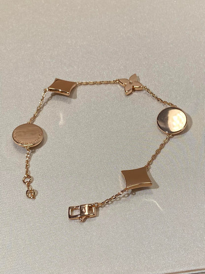 [BloomBling]STAR AND SUN 5 MOTIF MOP PINK GOLD BRACELET