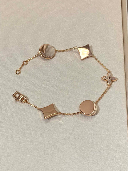 [BloomBling]STAR AND SUN 5 MOTIF MOP PINK GOLD BRACELET