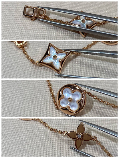 [BloomBling]STAR AND SUN 5 MOTIF MOP PINK GOLD BRACELET