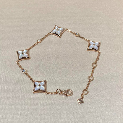 [BloomBling]STAR 4 MOTIF MOP DIAMOND PINK GOLD BRACELET
