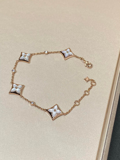 [BloomBling]STAR 4 MOTIF MOP DIAMOND PINK GOLD BRACELET