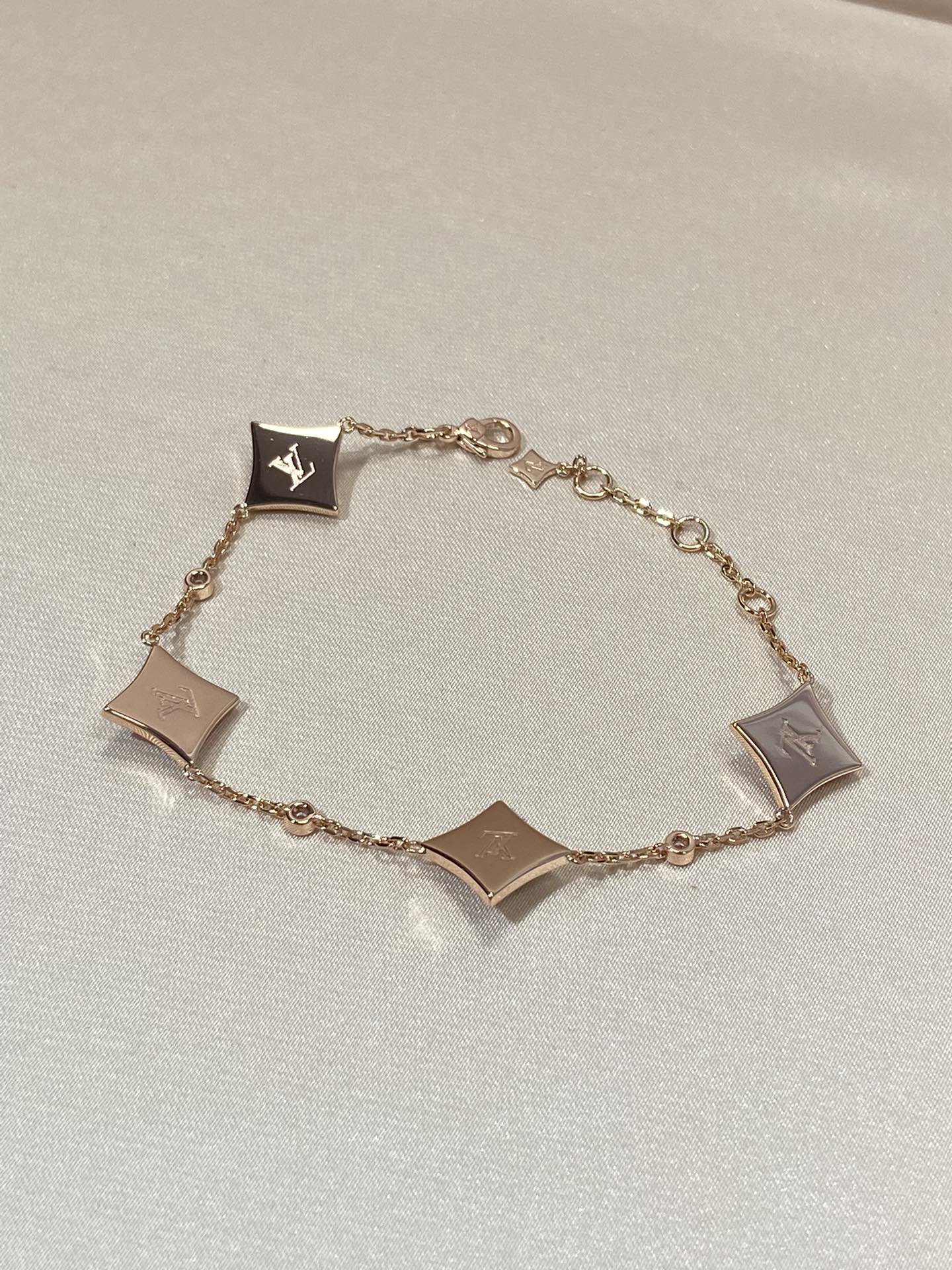 [BloomBling]STAR 4 MOTIF MOP DIAMOND PINK GOLD BRACELET
