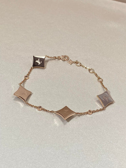 [BloomBling]STAR 4 MOTIF MOP DIAMOND PINK GOLD BRACELET