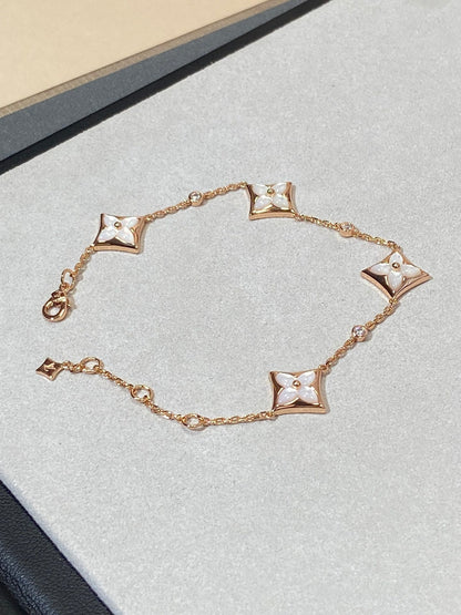 [BloomBling]STAR 4 MOTIF MOP DIAMOND PINK GOLD BRACELET