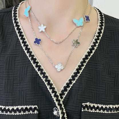 [BloomBling]LUCKY CLOVER SILVER 11 MOTIF NECKLACE