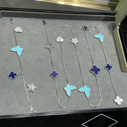 [BloomBling]LUCKY CLOVER SILVER 11 MOTIF NECKLACE