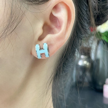 [BloomBling]POP H SKY BLUE STUD EARRINGS