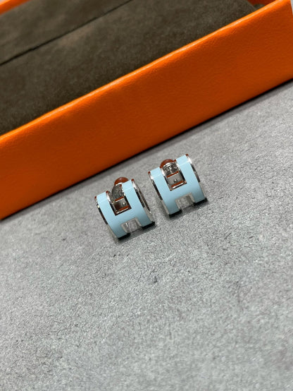 [BloomBling]POP H SKY BLUE STUD EARRINGS