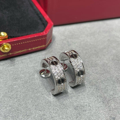 [BloomBling]LOVE CERAMIC DIAMOND PAVED SILVER EARRINGS