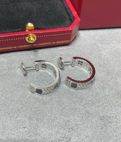 [BloomBling]LOVE CERAMIC DIAMOND PAVED SILVER EARRINGS