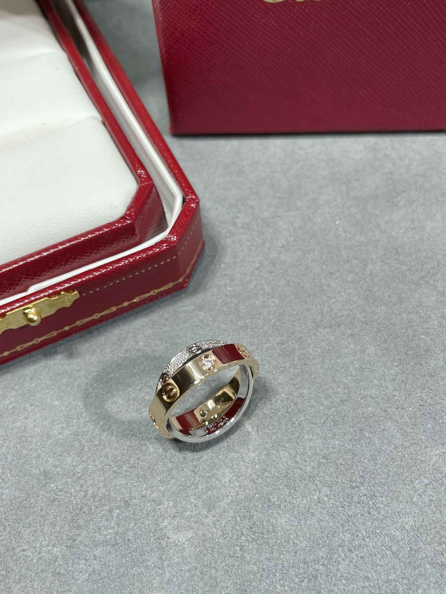 [BloomBling]LOVE PINK GOLD SILVER DIAMOND DOUBLE RING