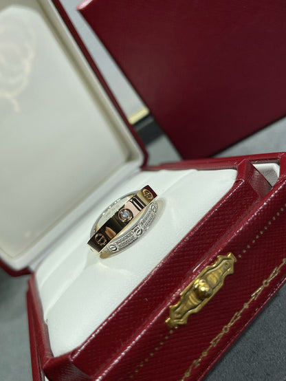 [BloomBling]LOVE PINK GOLD SILVER DIAMOND DOUBLE RING