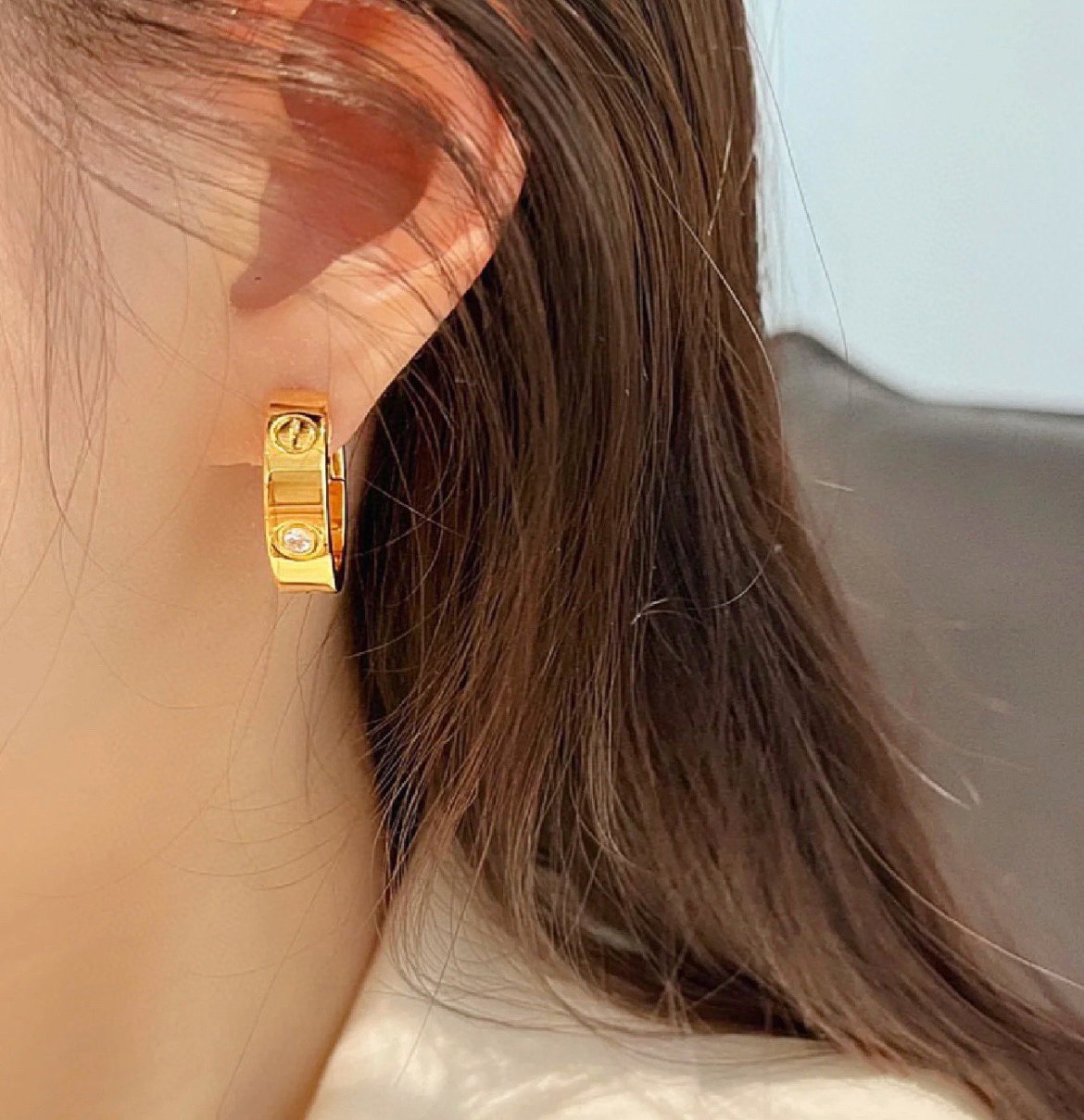 [BloomBling]LOVE 5.5MM 1 DIAMOND EARRINGS