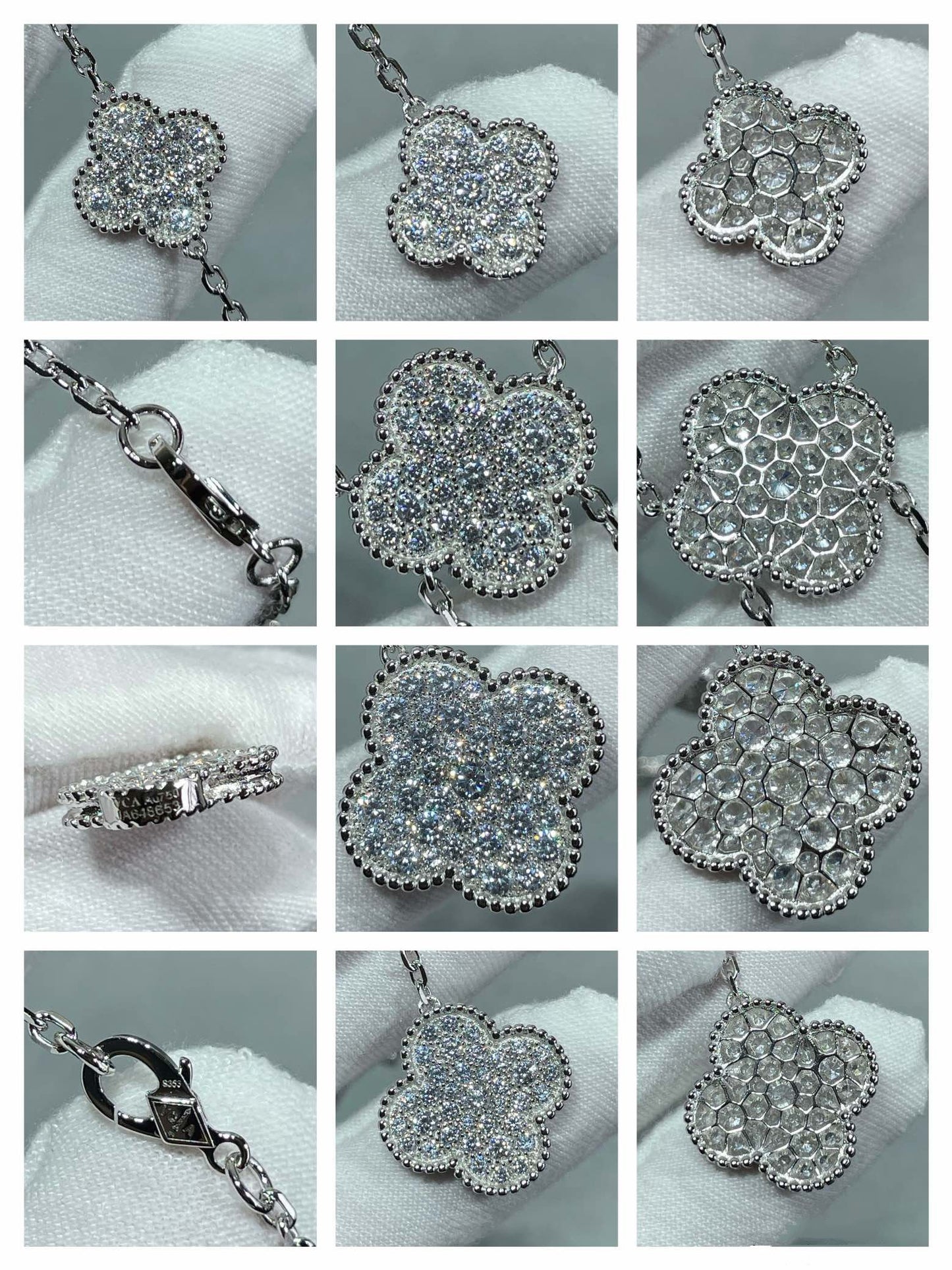[BloomBling]CLOVER 6 MOTIF DIAMOND PAVED NECKLACE