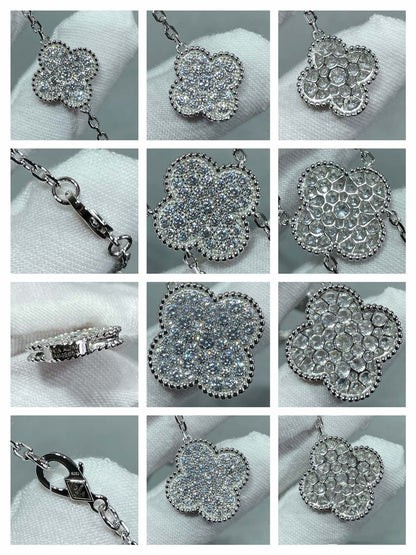 [BloomBling]CLOVER 6 MOTIF DIAMOND PAVED NECKLACE