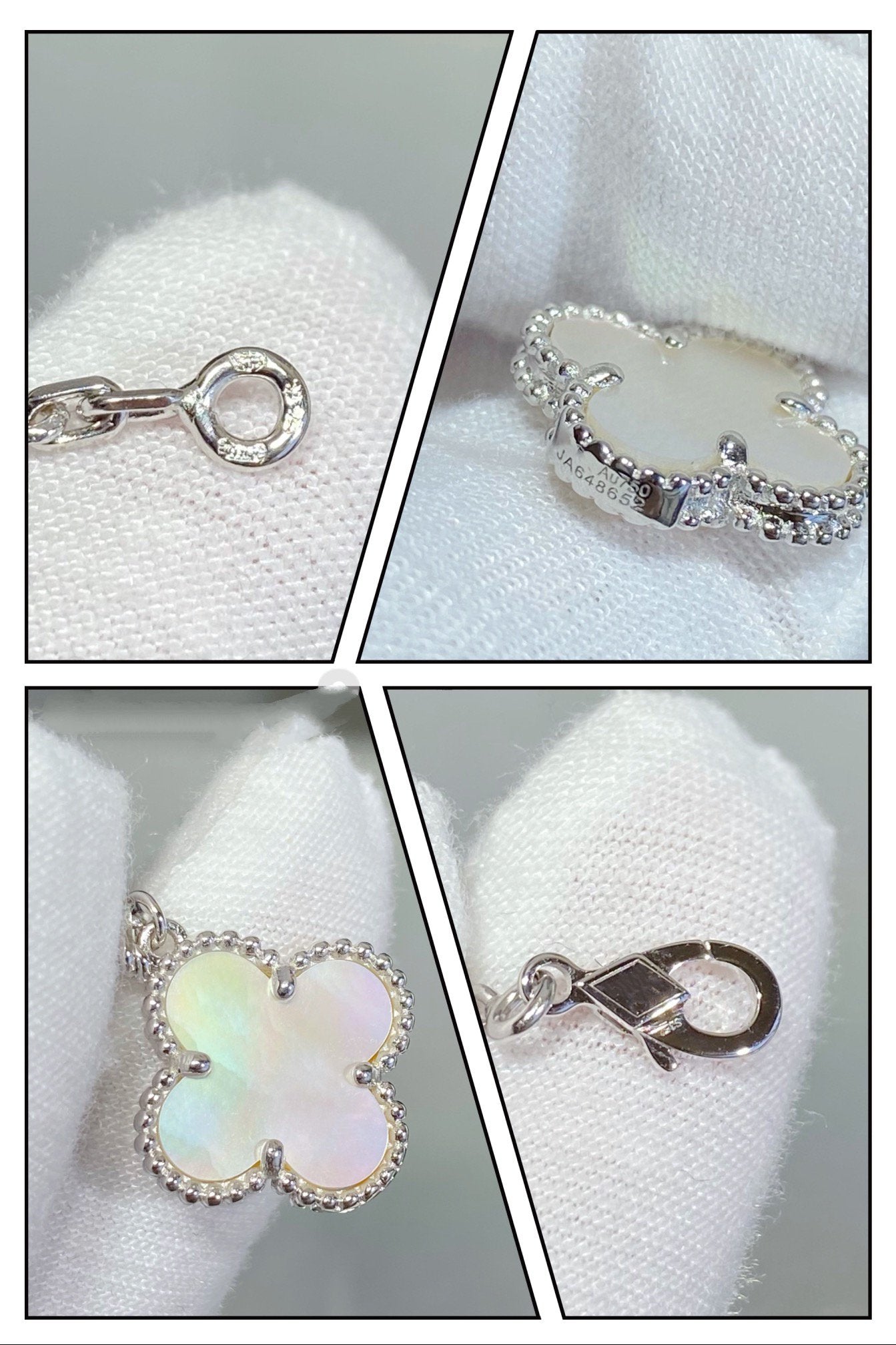[BloomBling]CLOVER 5 MOTIF WHITE MOP SILVER BRACELET
