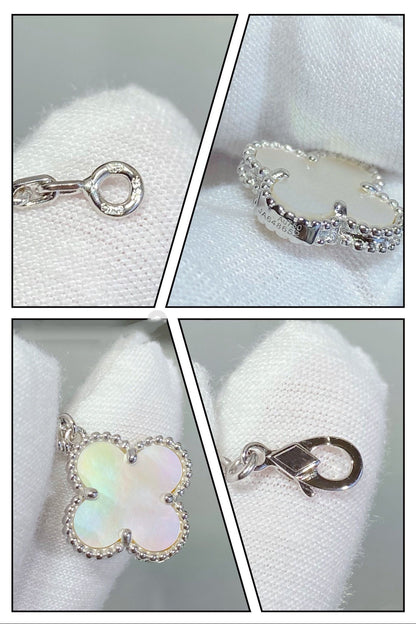 [BloomBling]CLOVER 5 MOTIF WHITE MOP SILVER BRACELET