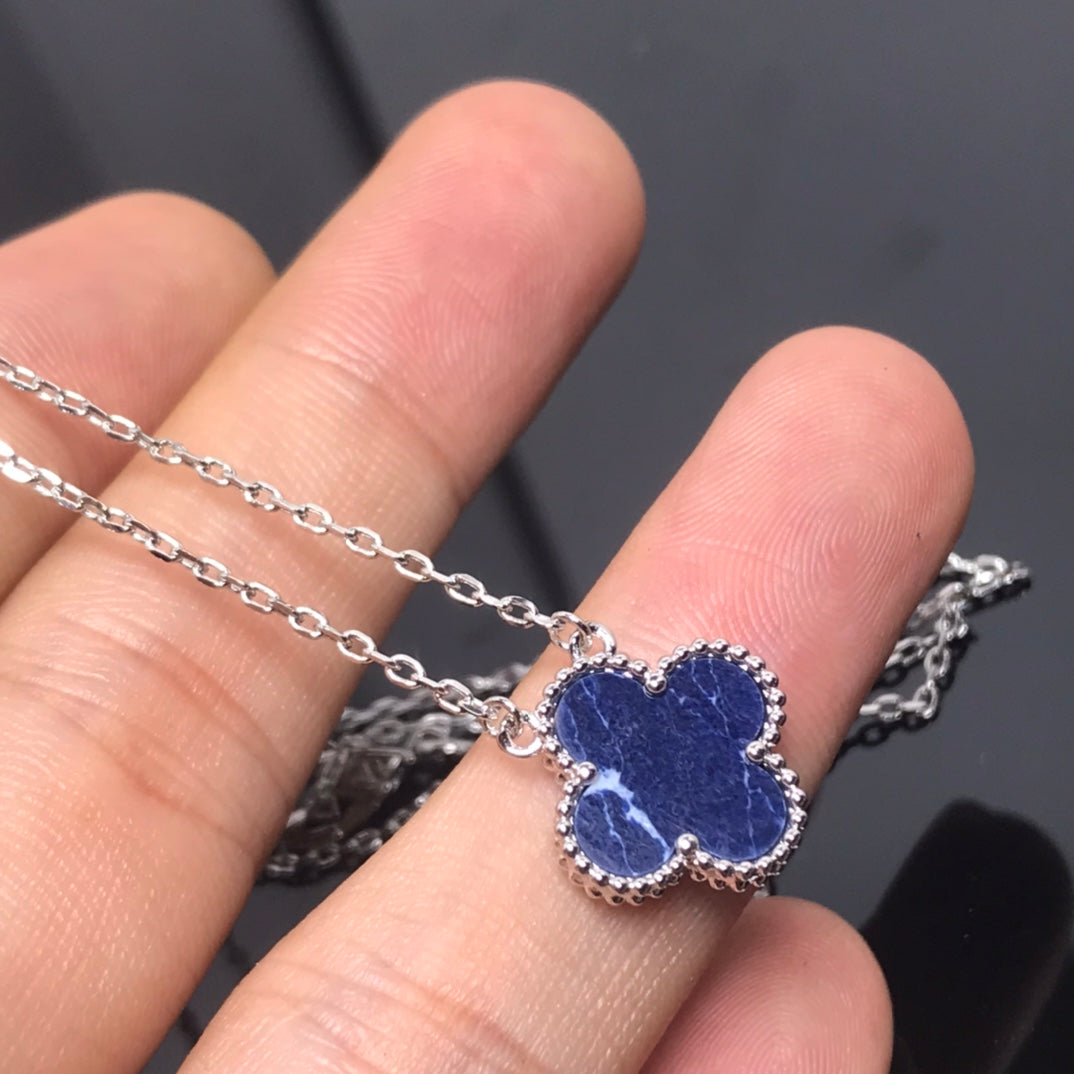 [BloomBling]CLOVER PIETERSITE SILVER LONG NECKLACE