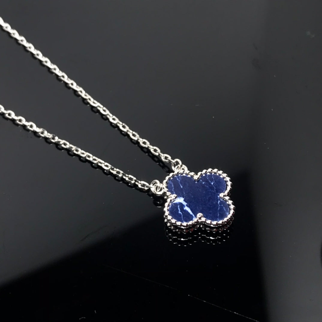 [BloomBling]CLOVER PIETERSITE SILVER LONG NECKLACE