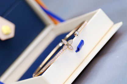 [BloomBling]IDYLLE PINK GOLD OPEN BRACELET DIAMOND PAVED