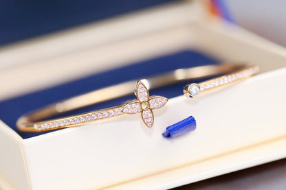 [BloomBling]IDYLLE PINK GOLD OPEN BRACELET DIAMOND PAVED