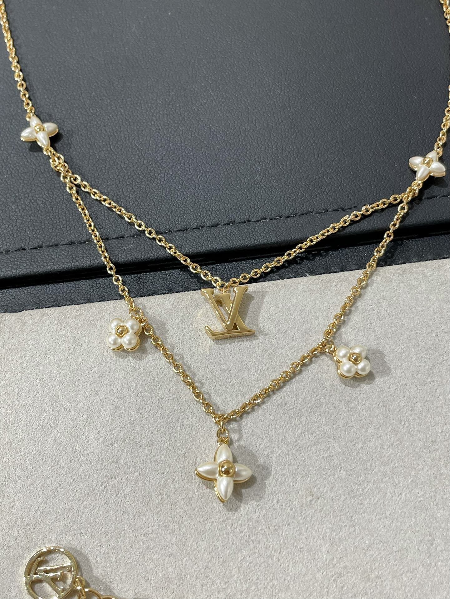 [BloomBling]FLOWERGRAM GOLD MOP DOUBLE ROW NECKLACE