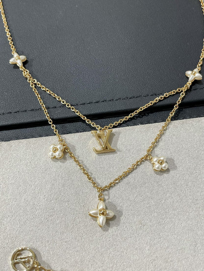 [BloomBling]FLOWERGRAM GOLD MOP DOUBLE ROW NECKLACE