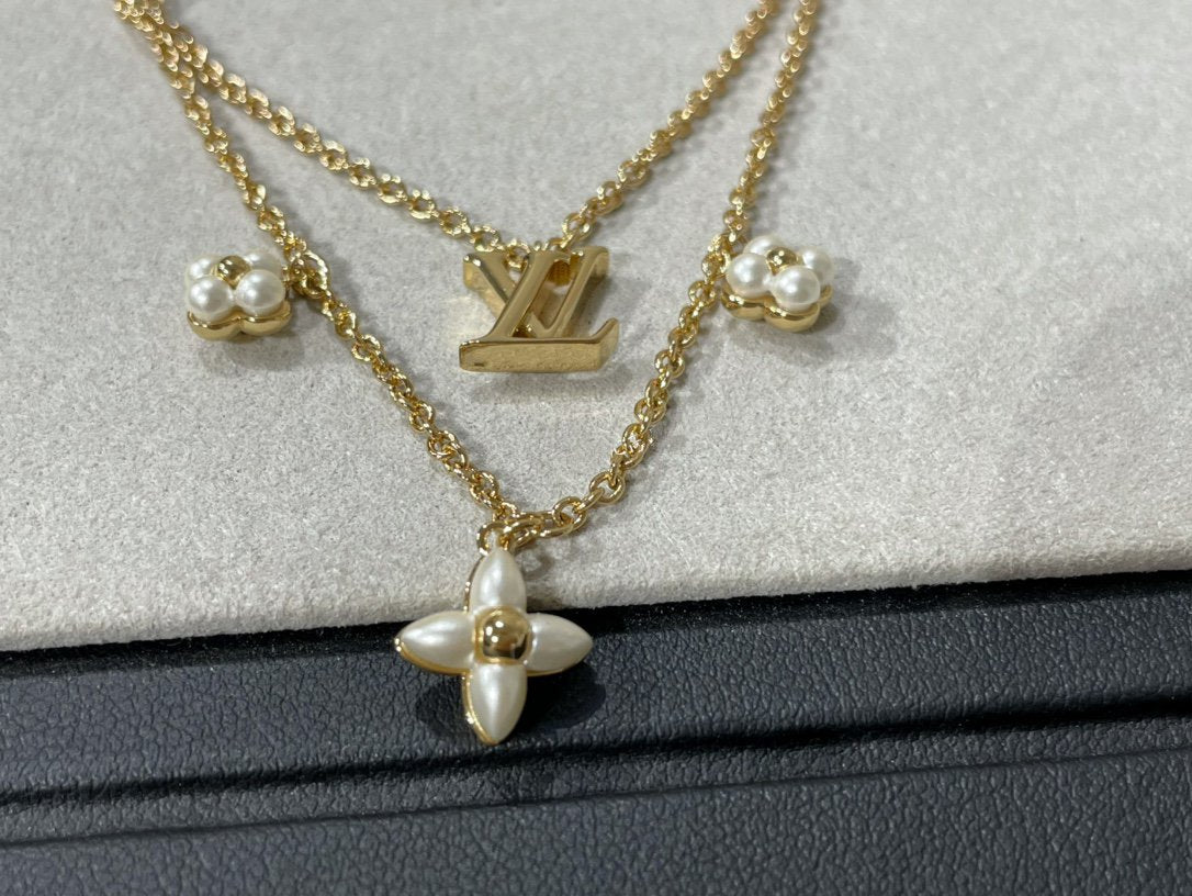 [BloomBling]FLOWERGRAM GOLD MOP DOUBLE ROW NECKLACE
