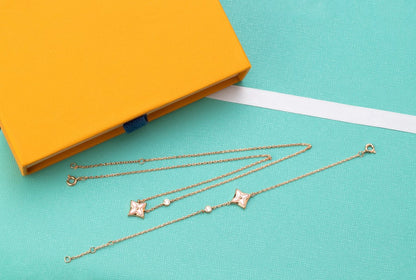 [BloomBling]STAR PINK MOP 1 DIAMOND PINK GOLD NECKLACE