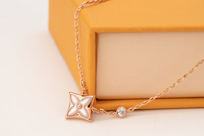 [BloomBling]STAR PINK MOP 1 DIAMOND PINK GOLD NECKLACE