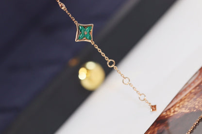 [BloomBling]STAR AND SUN 4 MOTIF PINK GOLD MALACHITE BRACELET