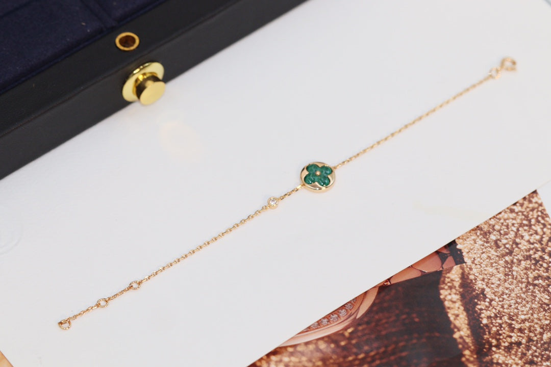 [BloomBling]STAR AND SUN 4 MOTIF PINK GOLD MALACHITE BRACELET