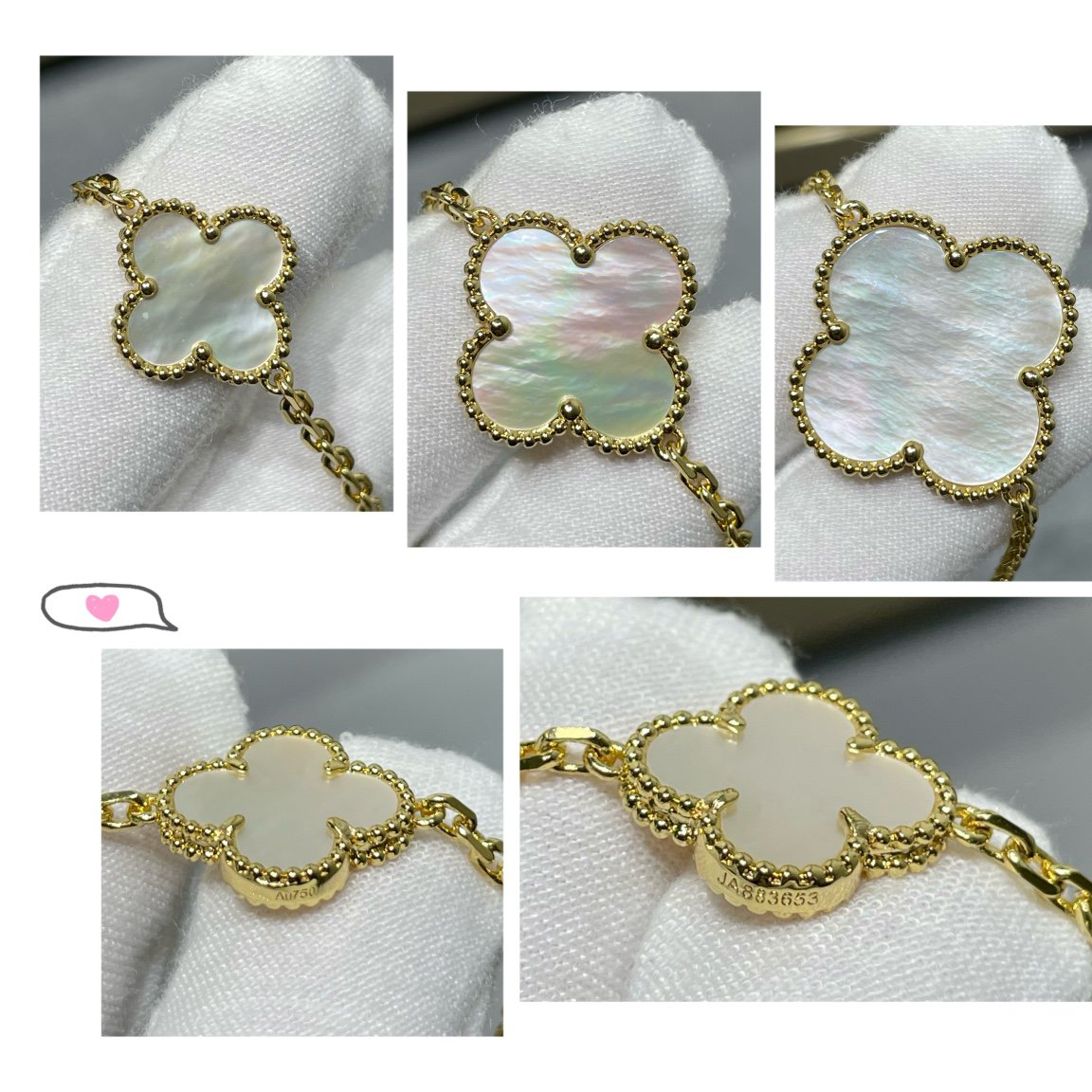 [BloomBling]CLOVER 16 MOTIF WHITE MOP GOLD NECKLACE