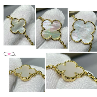 [BloomBling]CLOVER 16 MOTIF WHITE MOP GOLD NECKLACE