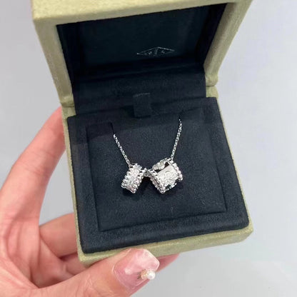[BloomBling]PERLEE DOUBLE PENDANT SILVER DIAMOND NECKLACE