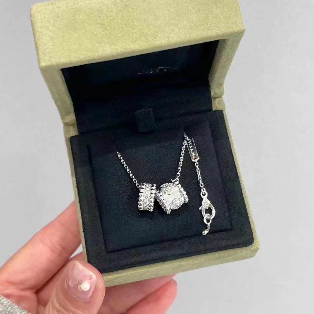 [BloomBling]PERLEE DOUBLE PENDANT SILVER DIAMOND NECKLACE