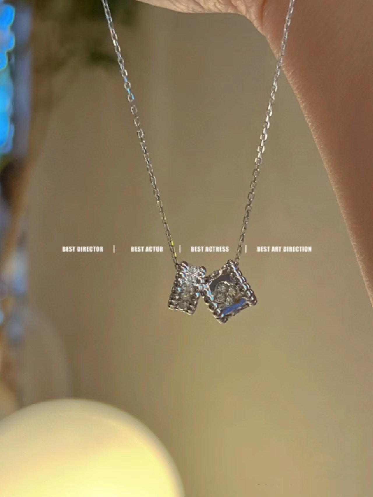 [BloomBling]PERLEE DOUBLE PENDANT SILVER DIAMOND NECKLACE