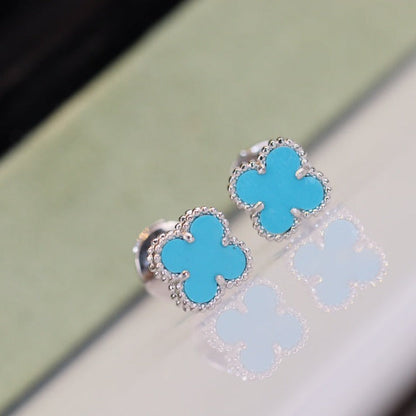 [BloomBling]CLOVER MINI TURQUOISE SILVER STUD EARRINGS