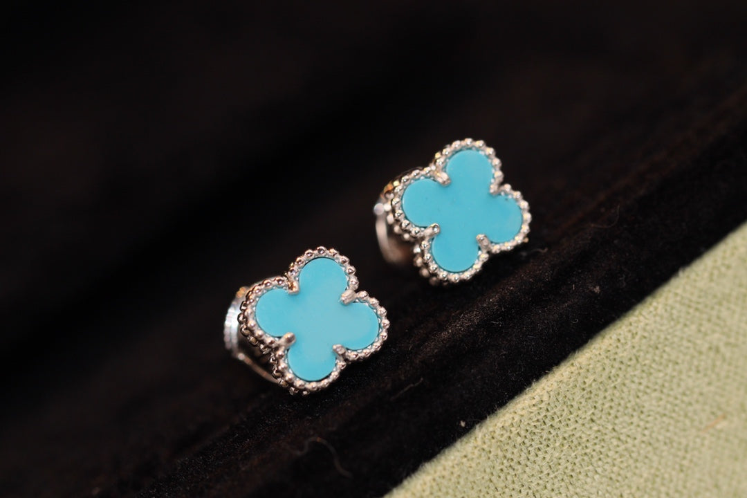 [BloomBling]CLOVER MINI TURQUOISE SILVER STUD EARRINGS