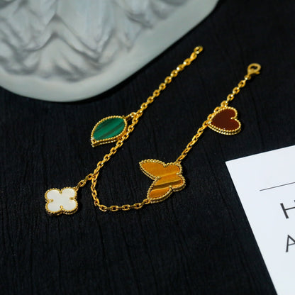 [BloomBling]LUCKY SPRING 5 MOTIF GOLD BRACELET
