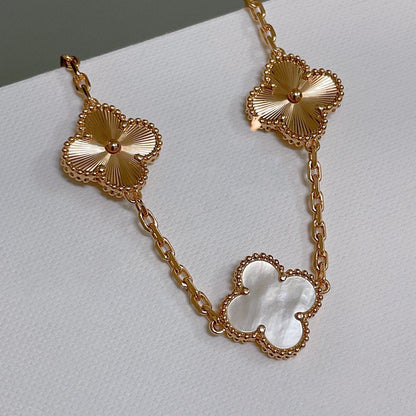 [BloomBling]CLOVER BRACELET 5 MOTIF WHITE MOP PINK GOLD