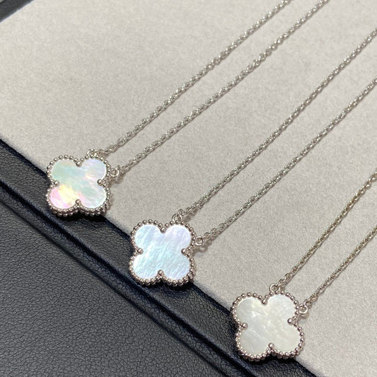 [BloomBling]CLOVER MEDIUM SILVER WHITE MOP NECKLACE