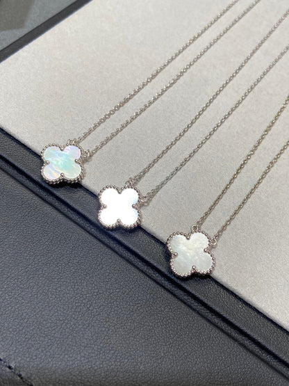 [BloomBling]CLOVER MEDIUM SILVER WHITE MOP NECKLACE