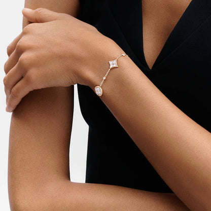 [BloomBling]STAR AND SUN 4 MOTIF WHITE MOP PINK GOLD BRACELET