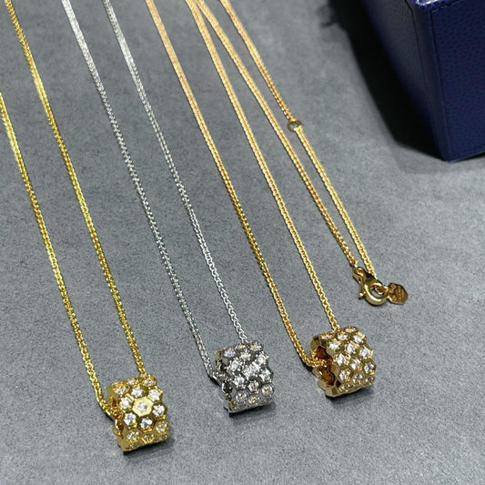 [BloomBling]BEE LOVE DIAMOND PAVED 3 ROW NECKLACE
