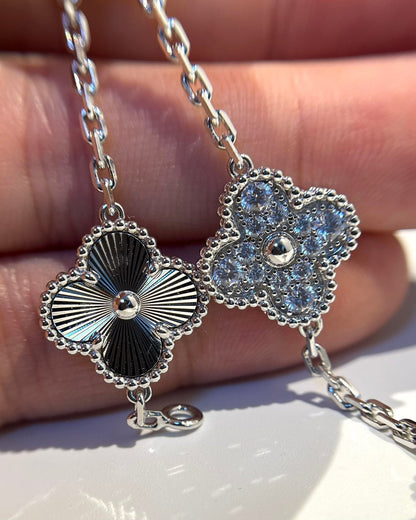 [BloomBling]CLOVER 5 MOTIF SILVER DIAMOND BRACELET
